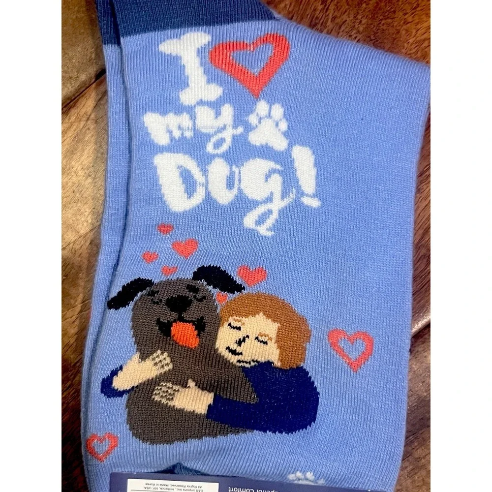 Life Is Better Socks Who Rescued Who? Dog Rescue Crew Socks NWT Unisex Blue